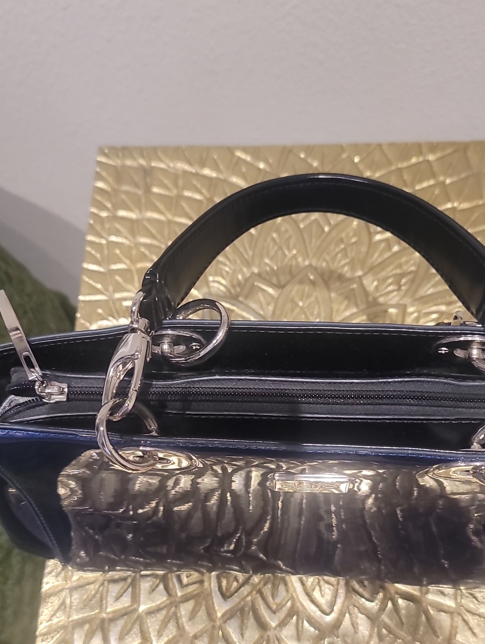 Beijo Navy Blue Patent Leather Handbag - Picture 4 of 10